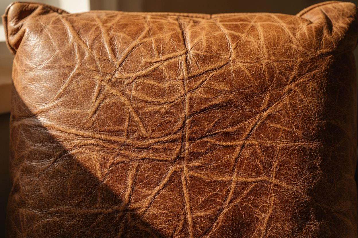 Close detail of worn leather