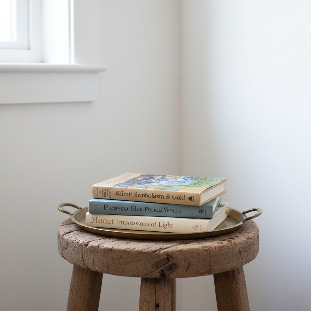 Art books gathered on a small table