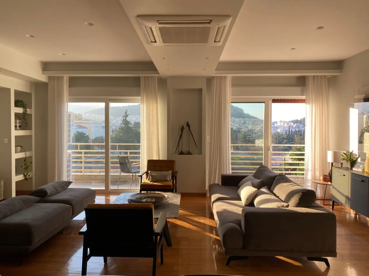 Quiet sitting room opening toward a terrace