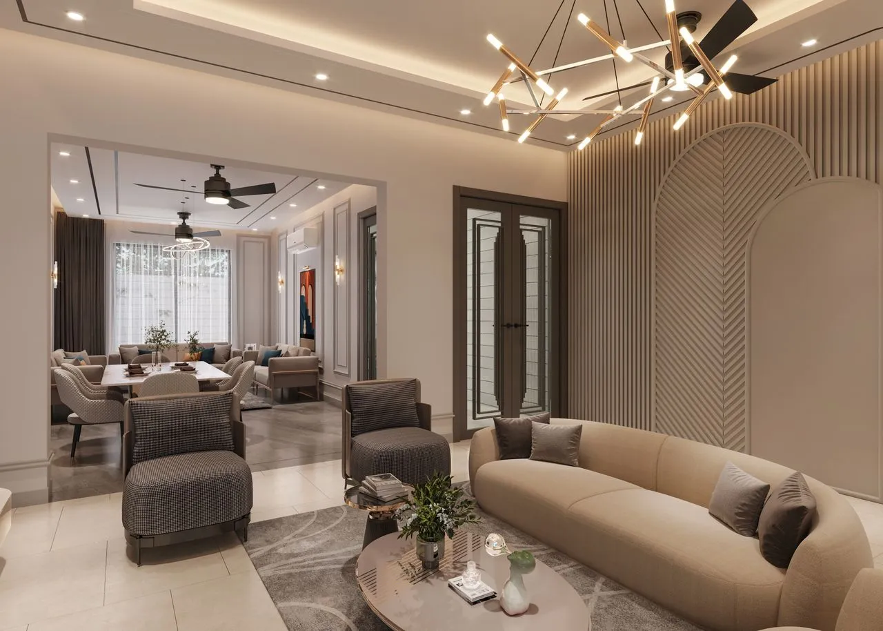 Shared living room composed for conversation