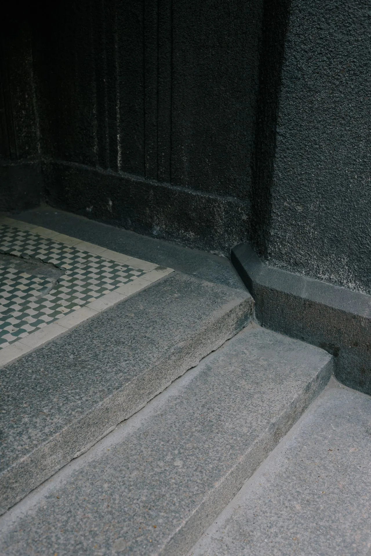 Stone threshold and patterned floor detail